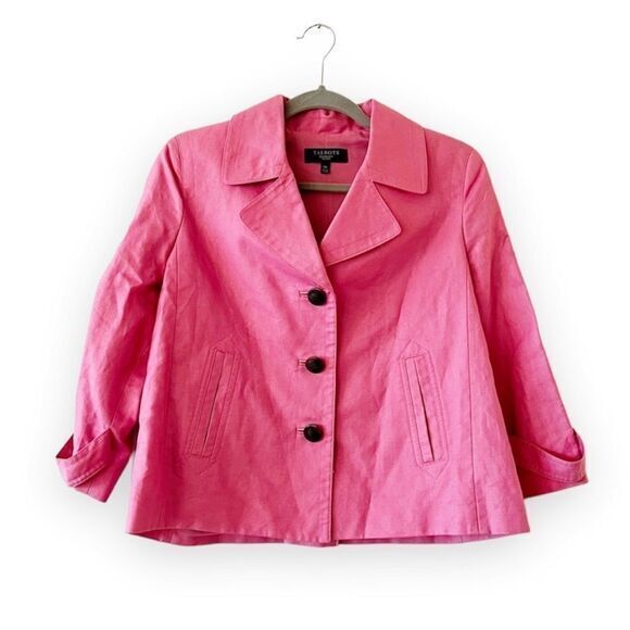 Talbots Jackets & Blazers - Talbots Linen Blend Blazer Barbie Pink Trapeze Style Women’s Size 10P‎ Spring